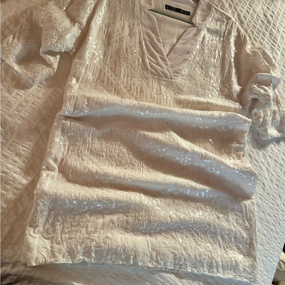 Elegant White Sequin Top